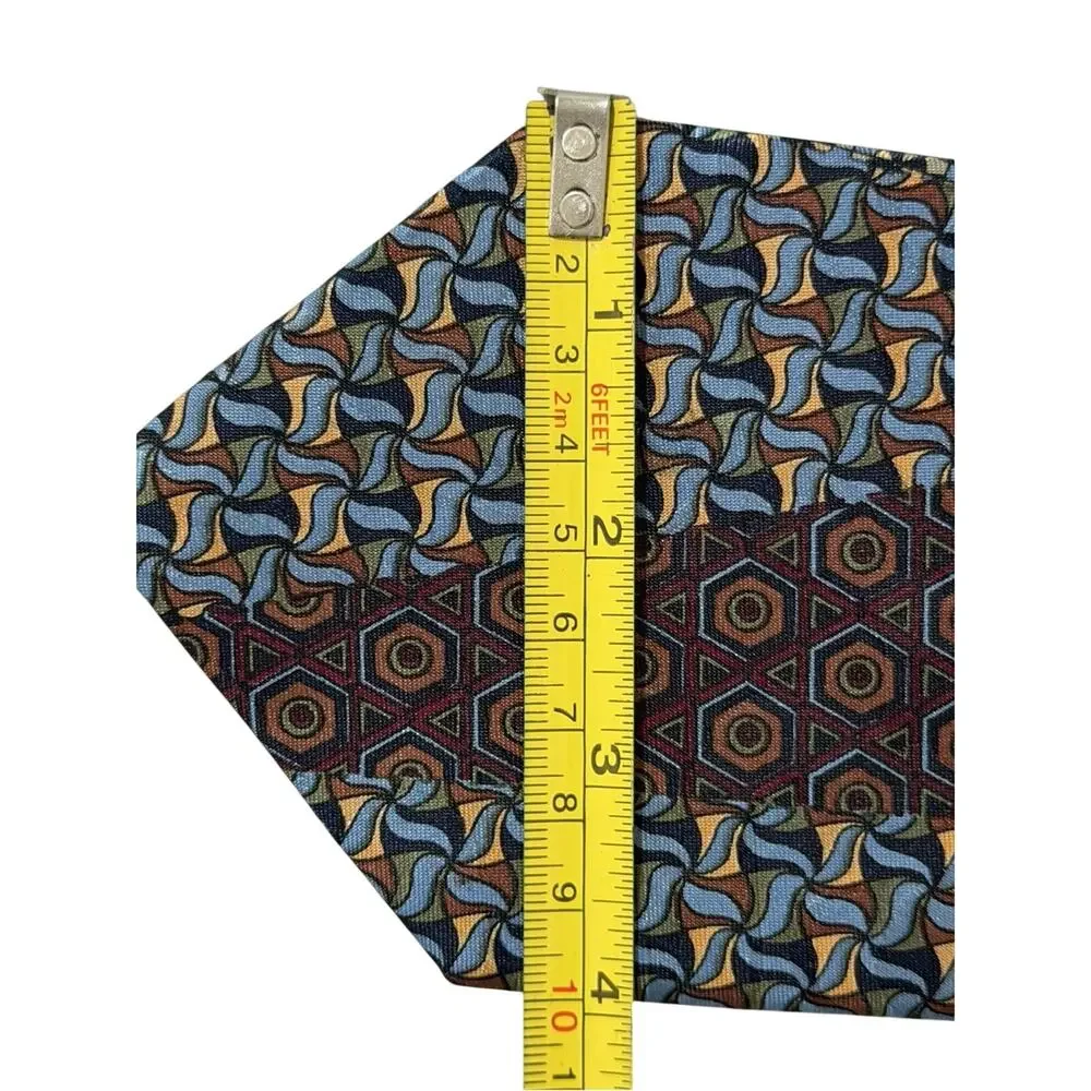 Diamond Silks Hand Made Tie Geometric Patchwork Mosaic Vtg